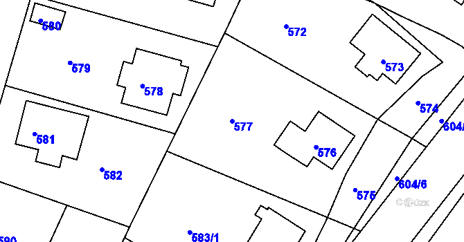 Parcela st. 577 v KÚ Střekov, Katastrální mapa