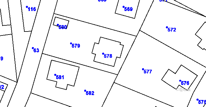 Parcela st. 578 v KÚ Střekov, Katastrální mapa