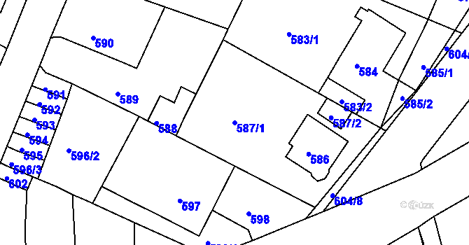 Parcela st. 587/1 v KÚ Střekov, Katastrální mapa