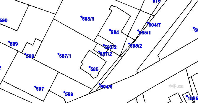 Parcela st. 587/2 v KÚ Střekov, Katastrální mapa