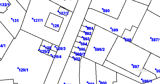 Parcela st. 594 v KÚ Střekov, Katastrální mapa