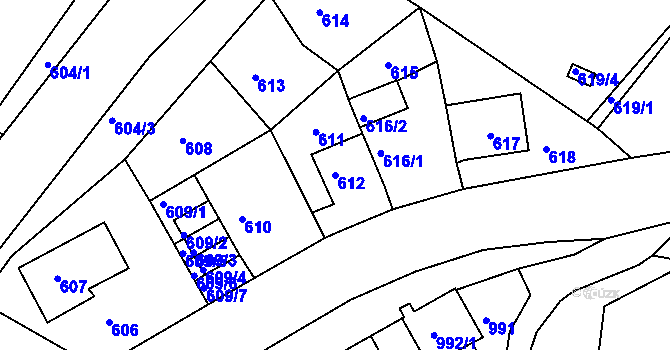 Parcela st. 612 v KÚ Střekov, Katastrální mapa