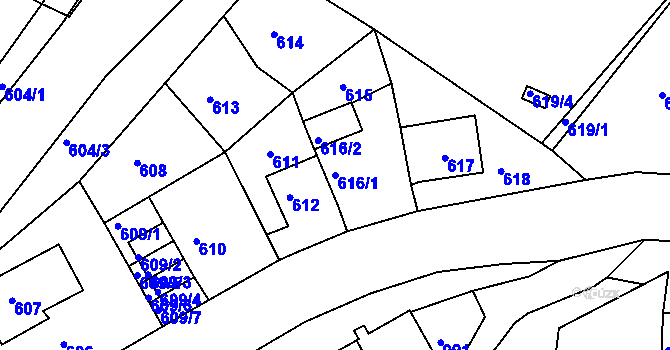 Parcela st. 616/1 v KÚ Střekov, Katastrální mapa
