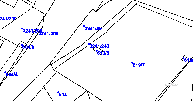 Parcela st. 619/5 v KÚ Střekov, Katastrální mapa