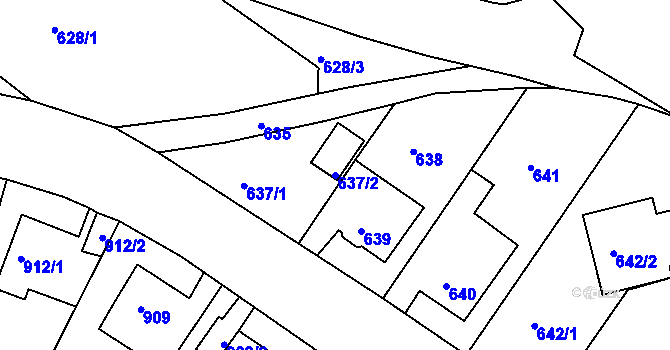 Parcela st. 637/2 v KÚ Střekov, Katastrální mapa