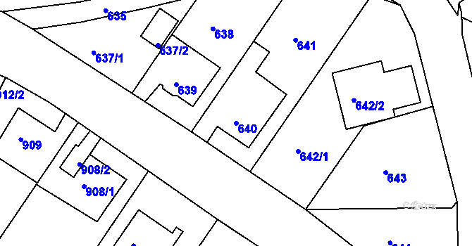 Parcela st. 640 v KÚ Střekov, Katastrální mapa