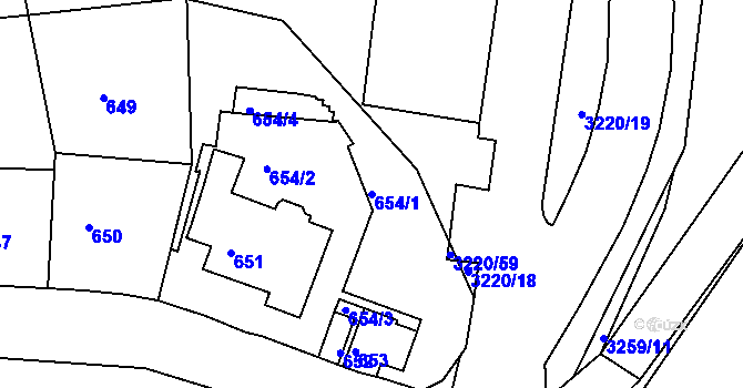 Parcela st. 654/1 v KÚ Střekov, Katastrální mapa