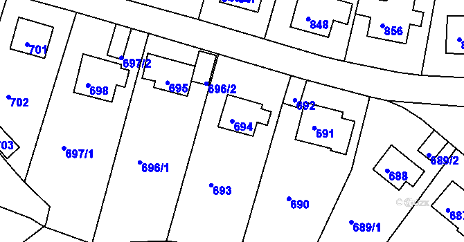 Parcela st. 694 v KÚ Střekov, Katastrální mapa