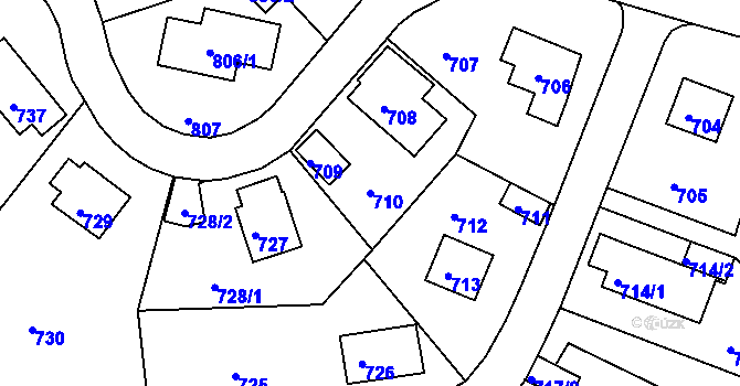 Parcela st. 710 v KÚ Střekov, Katastrální mapa