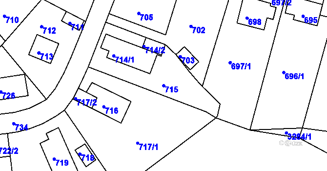 Parcela st. 715 v KÚ Střekov, Katastrální mapa