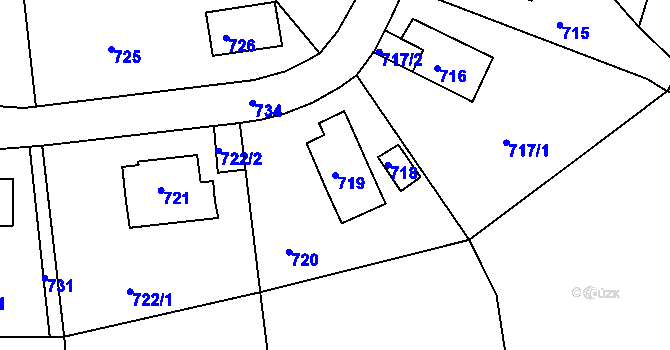 Parcela st. 719 v KÚ Střekov, Katastrální mapa