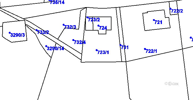 Parcela st. 723/1 v KÚ Střekov, Katastrální mapa