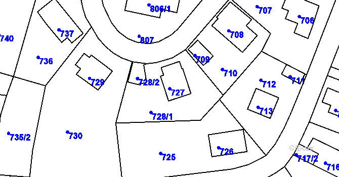 Parcela st. 727 v KÚ Střekov, Katastrální mapa