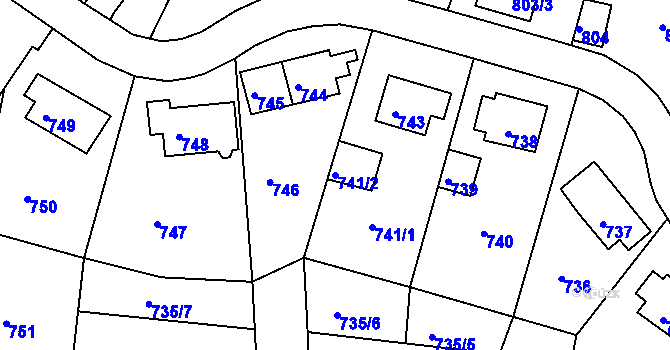 Parcela st. 741/2 v KÚ Střekov, Katastrální mapa
