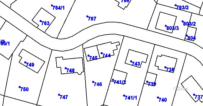 Parcela st. 744 v KÚ Střekov, Katastrální mapa