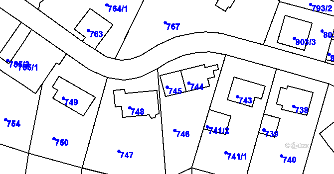 Parcela st. 745 v KÚ Střekov, Katastrální mapa