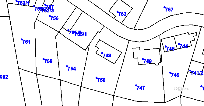Parcela st. 749 v KÚ Střekov, Katastrální mapa