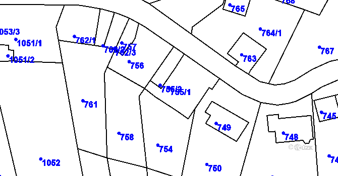Parcela st. 755/1 v KÚ Střekov, Katastrální mapa