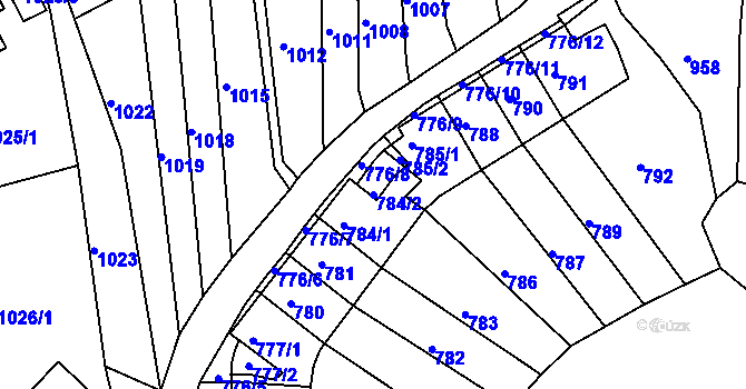 Parcela st. 784/2 v KÚ Střekov, Katastrální mapa
