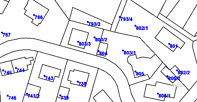 Parcela st. 804 v KÚ Střekov, Katastrální mapa