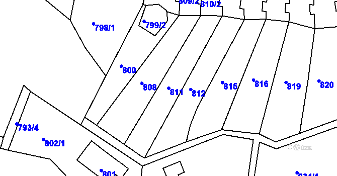 Parcela st. 811 v KÚ Střekov, Katastrální mapa