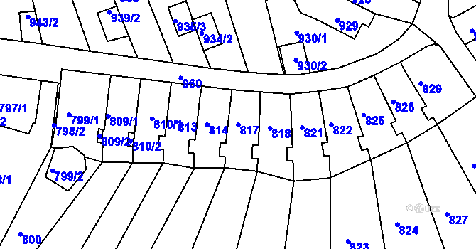 Parcela st. 817 v KÚ Střekov, Katastrální mapa