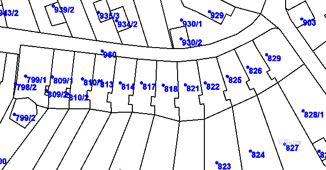 Parcela st. 818 v KÚ Střekov, Katastrální mapa