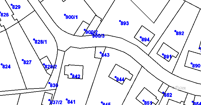 Parcela st. 843 v KÚ Střekov, Katastrální mapa