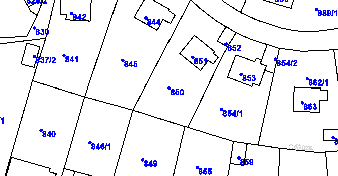 Parcela st. 850 v KÚ Střekov, Katastrální mapa