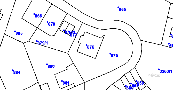 Parcela st. 876 v KÚ Střekov, Katastrální mapa