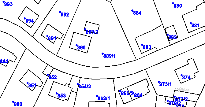Parcela st. 889/1 v KÚ Střekov, Katastrální mapa