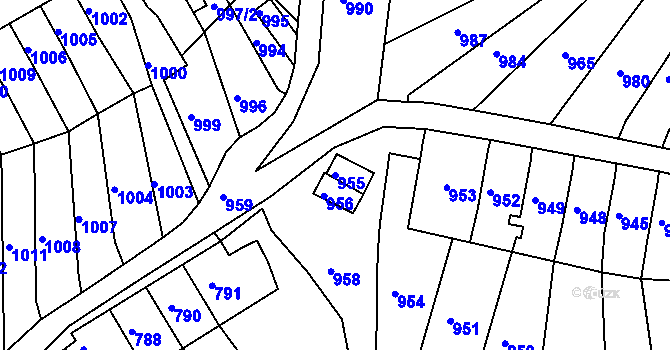 Parcela st. 955 v KÚ Střekov, Katastrální mapa