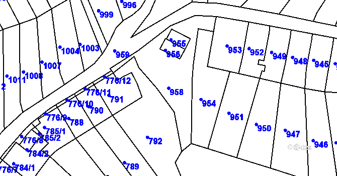 Parcela st. 958 v KÚ Střekov, Katastrální mapa