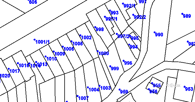 Parcela st. 1000 v KÚ Střekov, Katastrální mapa