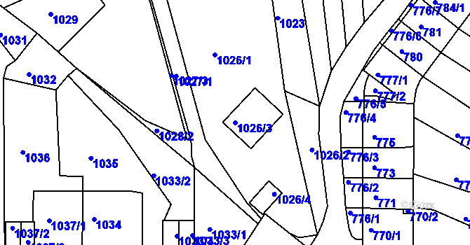 Parcela st. 1026/3 v KÚ Střekov, Katastrální mapa