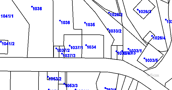 Parcela st. 1034 v KÚ Střekov, Katastrální mapa