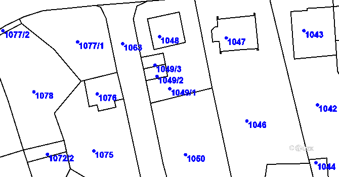 Parcela st. 1049/1 v KÚ Střekov, Katastrální mapa