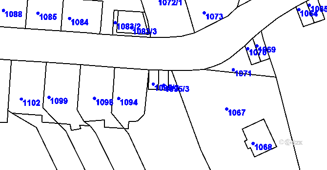 Parcela st. 1095/3 v KÚ Střekov, Katastrální mapa
