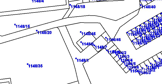 Parcela st. 1148/6 v KÚ Střekov, Katastrální mapa