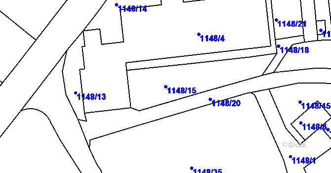 Parcela st. 1148/15 v KÚ Střekov, Katastrální mapa
