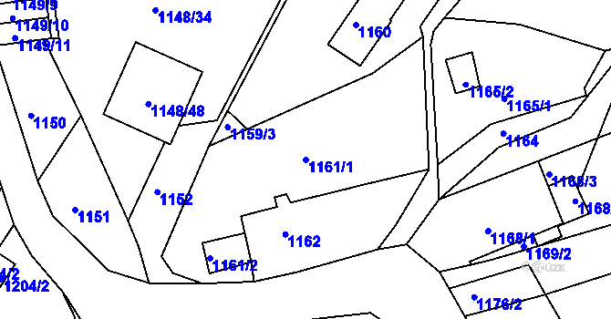 Parcela st. 1161/1 v KÚ Střekov, Katastrální mapa