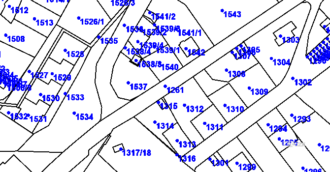 Parcela st. 1261 v KÚ Střekov, Katastrální mapa