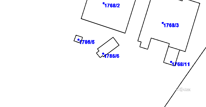 Parcela st. 1786/6 v KÚ Střekov, Katastrální mapa