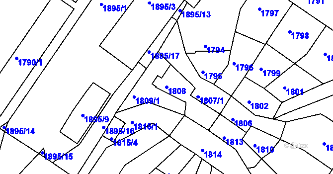 Parcela st. 1808 v KÚ Střekov, Katastrální mapa