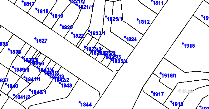Parcela st. 1825/3 v KÚ Střekov, Katastrální mapa