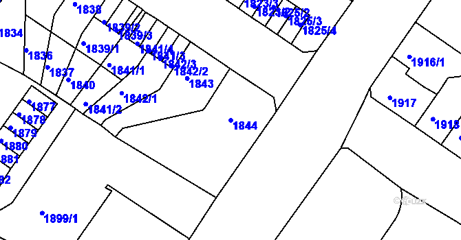 Parcela st. 1844 v KÚ Střekov, Katastrální mapa