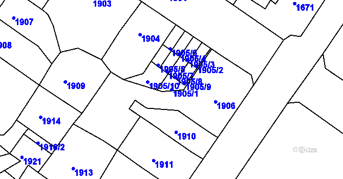 Parcela st. 1905/1 v KÚ Střekov, Katastrální mapa
