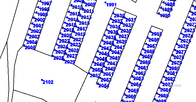 Parcela st. 2044 v KÚ Střekov, Katastrální mapa