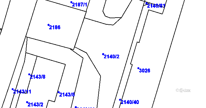 Parcela st. 2140/2 v KÚ Střekov, Katastrální mapa