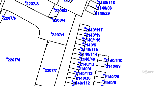 Parcela st. 2140/5 v KÚ Střekov, Katastrální mapa